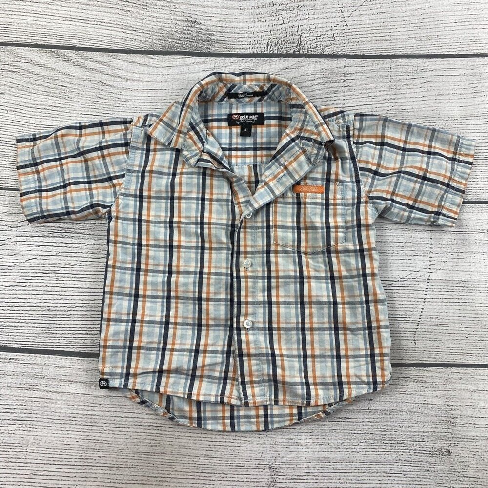 Ecko Unltd Plaid Shirt Toddler Size 4T Button Up Collared Shirt - Extra Button
